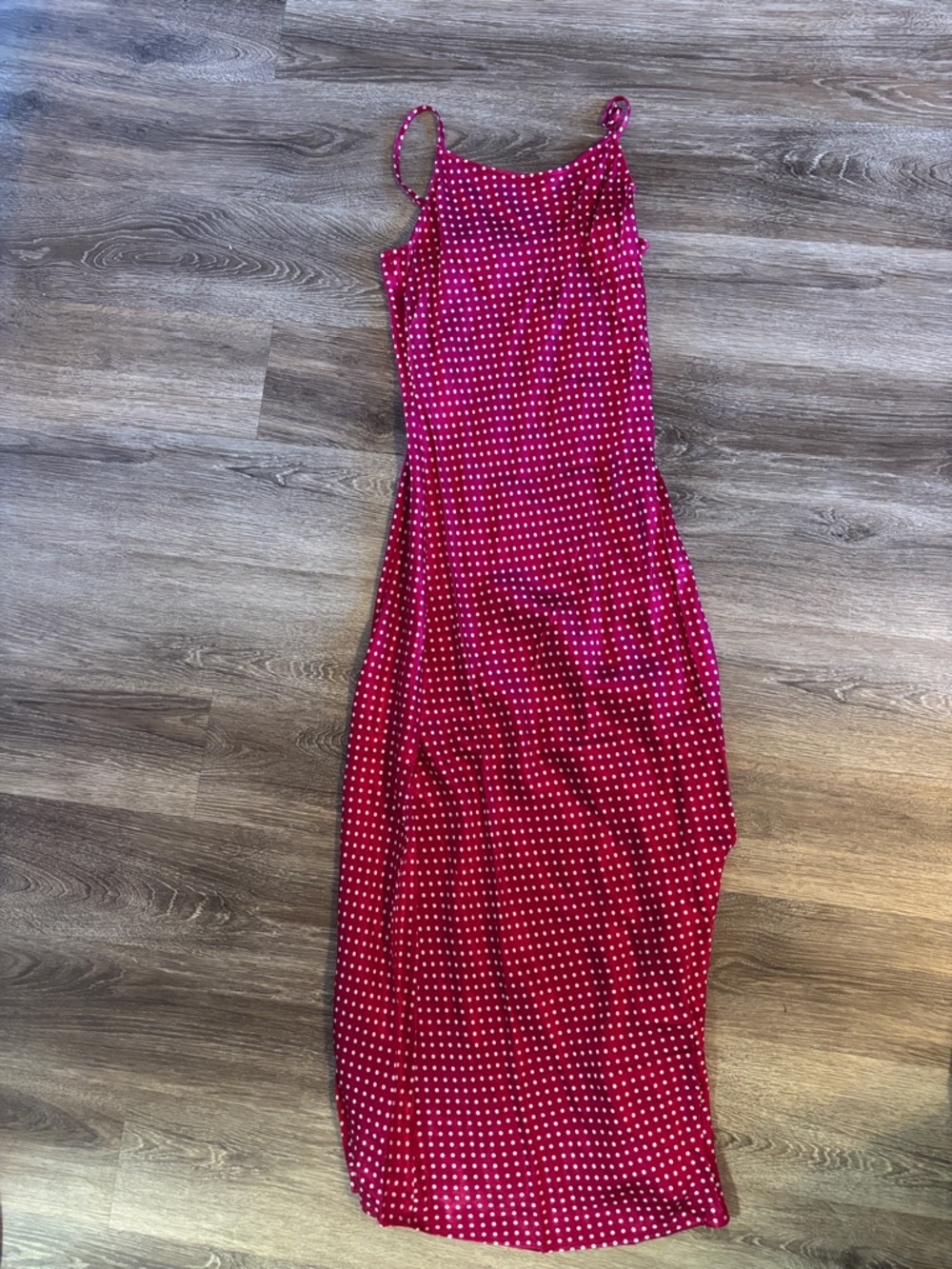 LOFT Fuchsia Polka Dot Midi Slip Dress